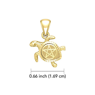 Sea Turtle with Star 14K Yellow Gold Pendant GPD5205 - Jewelry